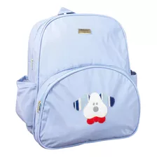 Mochila Maternidade Bolso Bordado Azul Claro