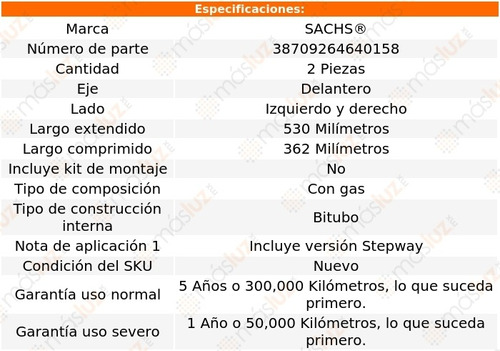 Set 2 Amortiguadores Del Sachs Sandero Fwd L4 1.6l 10 Al 12 Foto 2