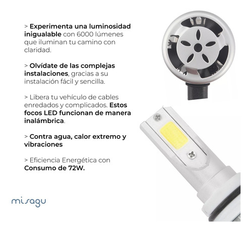 Luz Led C6 Para Faro Principal H1, H3, H7, H11, 9005, 9006 Foto 4