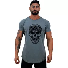 Camiseta Longline Mxd Caveira Abstrata Skull Abstract 