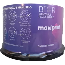 50 Blu-ray Maxprint 25gb 6x Printable Lacrado Bd-r Mídia