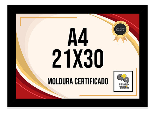 Moldura A4 Porta Certificado Diploma Quadro Foto C/ Vidro