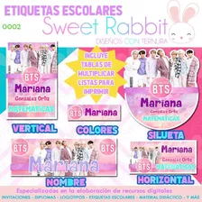 Kit Imprimible De Etiquetas Escolares, Son Editables, Bts