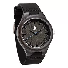 Treehut Reloj De Madera De Ébano Negro Con Segundero Azul Pa