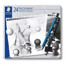 Lapiz Lumograph Staedtler Estuche De Metal Con 24 Pzas. Trazo Negro