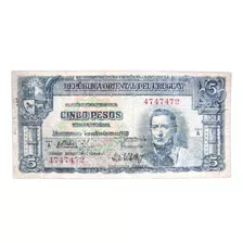 Billete Brou $5 Serie A Ley 1939 Rot 10 Iv 16 En Buen Estado