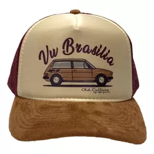 Boné Aba Curva Trucker Vw Brasilia Vintage De Qualidade