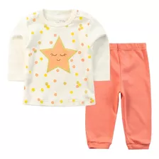 Conjunto Moletom Inverno Bebê Estrelinha Menina Off White