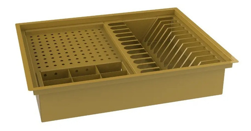 Escorredor Embutido Calha Inox Dourado 50x40cm Dourado