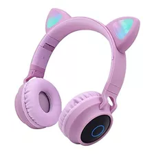 4in1 Pink Cute Cat Ear Over Ear Auriculares Estereo Led Ina
