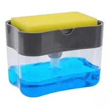 Dispenser Para Detergente Esponja 2 En 1 Cocina Jabon Color Negro