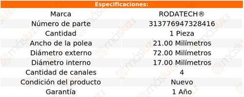 (1) Polea Gua Accesorios Subaru Impreza 4 Cil 2.2l 95/01 Foto 2