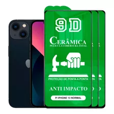 Kit 3x Película 9d Cerâmica P/ iPhone 13 Normal Protetora
