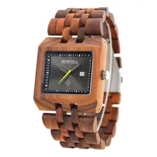 Reloj Quarzo Madera Nogal Para Hombre