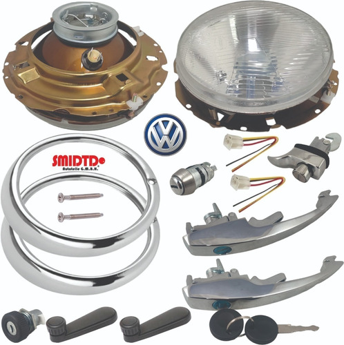 Kit Manijas Chapas Faros S/foco Biceles Vw Sedan 93-04 Vocho Foto 2