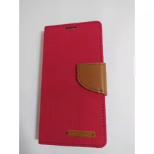 Funda Cartera Para iPhone 13 Mini Textil Canvas Red Camel