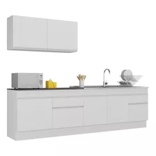 Armário De Cozinha Compacta 270cm Veneza Multimóveis V2111 Cor Branco