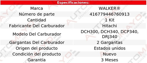 Kit De Carburador Walker I-mark Isuzu L4 1.8l 1981-1985 Foto 2