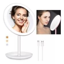 Espejo Con Luz Led Para Maquillaje 3 Modos Recargable Usb