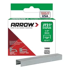 Grapas Arrow Jt21 1/4 (6mm) Caja 1000 Unidades 21424