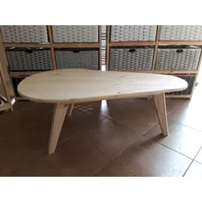 Mesa Ratona De Pino Ovalada Retro Escandinava Macizo Nordica