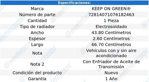 Radiador Agua Cutlass Ciera V6 3.3l De 1992 A 1993 Kg Foto 5