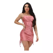 Vestido Curto Tubinho De Cetim Alcinha Moda Gringa