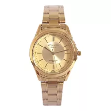 Relógio Feminino Atlantis W3071 Dourado Original Prova Dágua