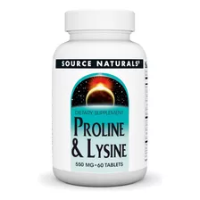 Source Naturals L-prolina Y L-lisina, 550 Mg - 60 Tabletas