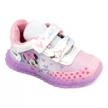 Tenis Minnie Mouse Niña Doble Velcro Luz Led 4163