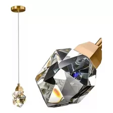 Pendente Dourado Pedra De Cristal Lavabo Sala Led 3w 