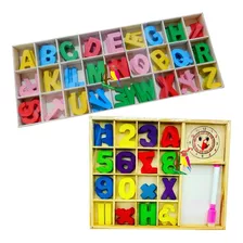 130 Letras Abc Madera + 2 Juegos Numeros Matematica Niños