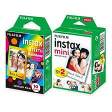 Filmes Instax Mini 9 11 Branco 20ft + Rainbow Colorido 10ft