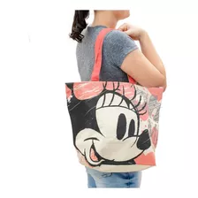 Bolsa Shopping Bag Corações Minnie - Disney Cor Creme Desenho Do Tecido Minnie Mouse