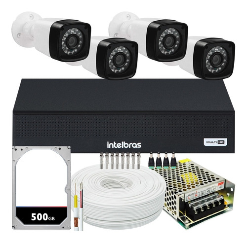 Kit Cftv 4 Cameras Segurança 1080p Full Hd Dvr Intelbras 4ch