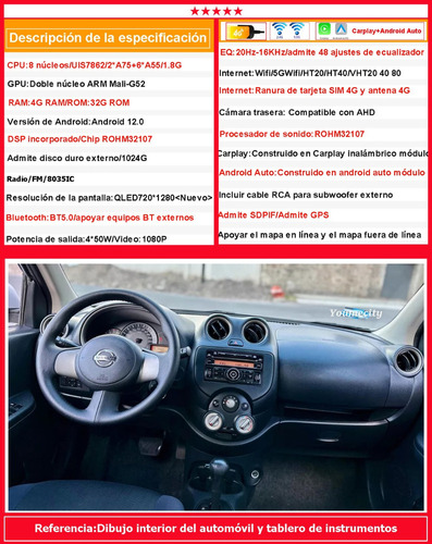 Auto Radio Estreo Android Gps Para Nissan Versa March 10-13 Foto 5