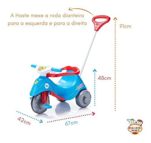 Triciclo Infantil C/ Empurrador E Protetor 1-3 Anos Tatetico