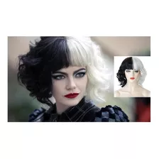 Peluca Cruella Blanco Con Negro Deville Disfraz Halloween 