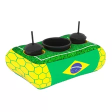 Kit Almofada C/ Porta Pipoca Balde +2 Copos Brasil Futebol