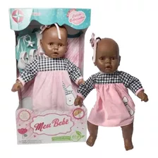 Boneca Meu Bebe Grande Negra Vestido Sortido Estrela