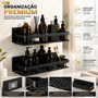 Kit 2 Suporte Porta Shampoo Sabonete Prateleira Banheiro Adesivo Parede Sem Furar Box Luxo Pétalas Douradas Organizador Alumínio Preto Antiferrugem Premium