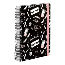 Agenda Comercial Plus Lash Designer Preto Rosa 18x25cm