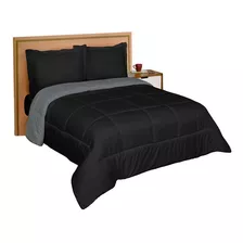 Edredón Duvet Matrimonial Negro Dos Vistas Pizarra