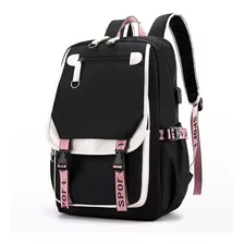 Mochila Juvenil Coreana Kawaii Com Interface Usb