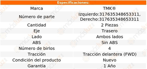 2- Mazas Traseras Accent 1.6l 4 Cil 2002/2005 Tmk Foto 2