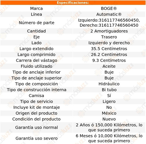 (2) Amortiguadores Hidrulicos Traseros 207 08 Automatic Foto 2