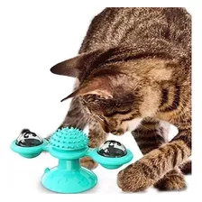 Brinquedos Gatos Giratório Catnip E Sino Moinho Interativo Cor Azul