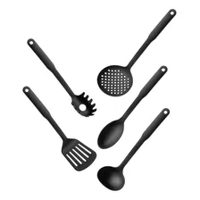 Kit De Utensílios Em Nylon Com 5 Peças Preto Up Home - Ud214