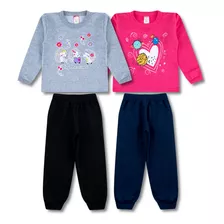 Kit 2 Conjuntos Infantil Moletom Menina Roupa Atacado