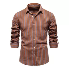 Mens Basic Versatile Shirt Fashion Stripe